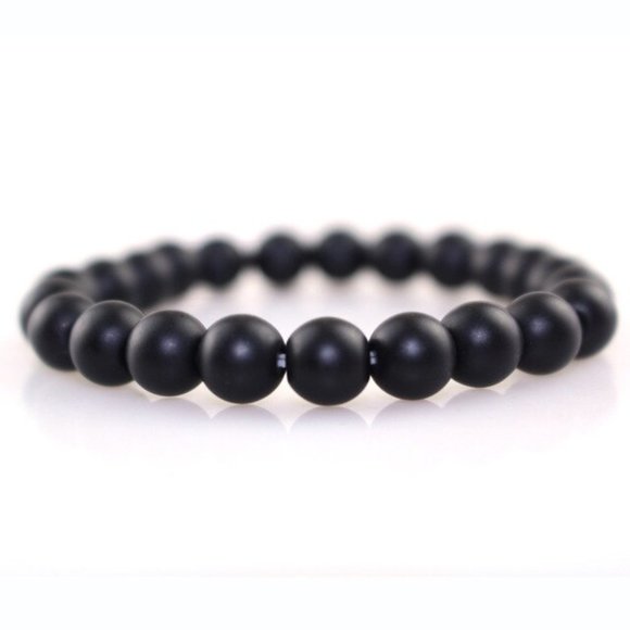 black beads Other - New 1 Midnight Black Natural Onyx Wrist / Ankle Bracelet Stretch Adjustable Size